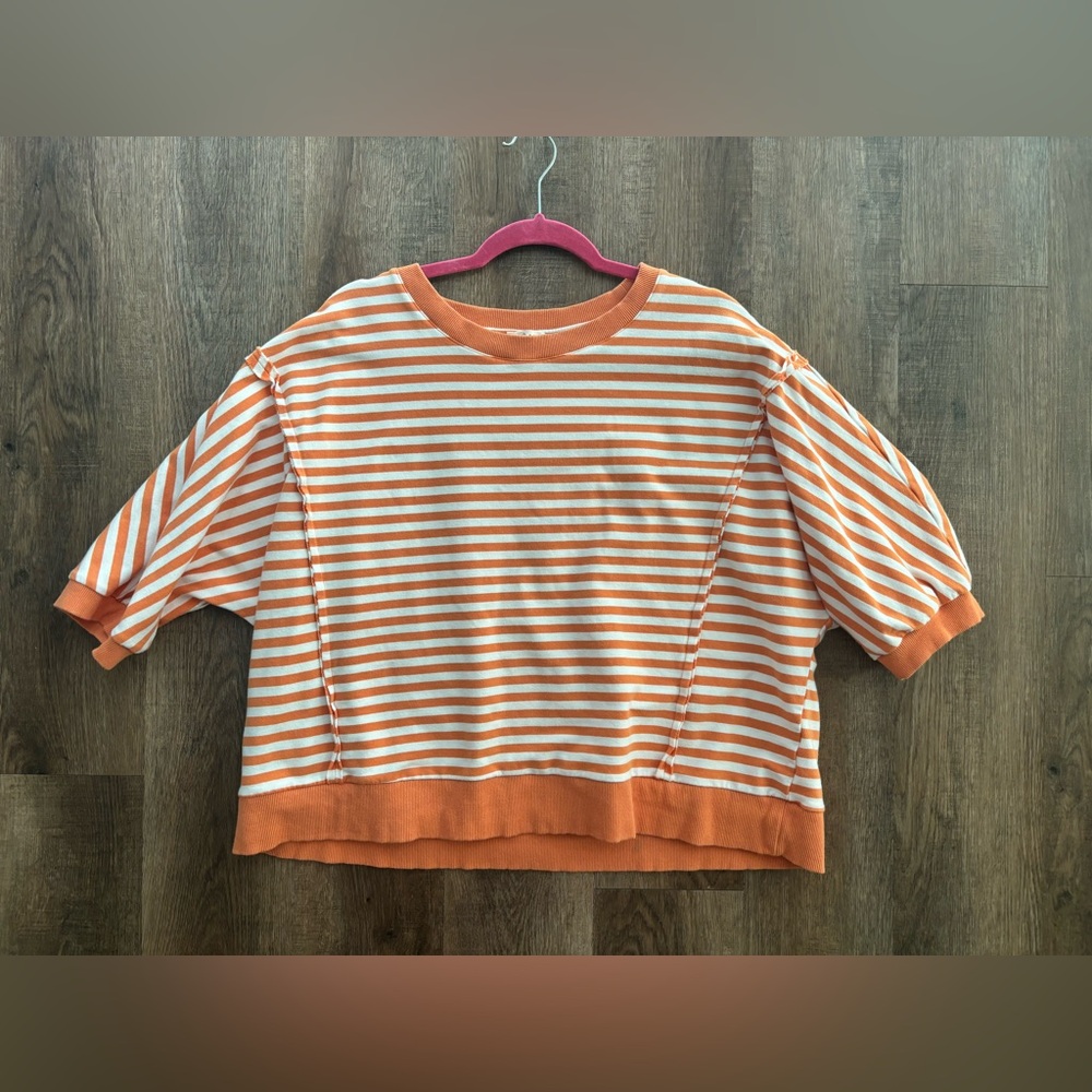 Orange and White Striped Oversized Top